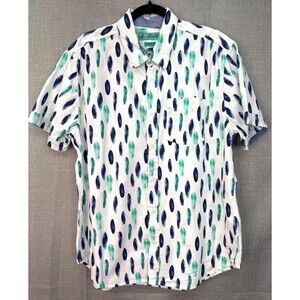Joe Marlin Short Sleeve Button Down Shirt Men's Size XL Tapered Fit Surfboard